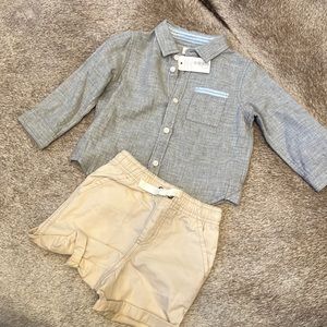 NWT Gymboree button down and shorts set 12-18 mths